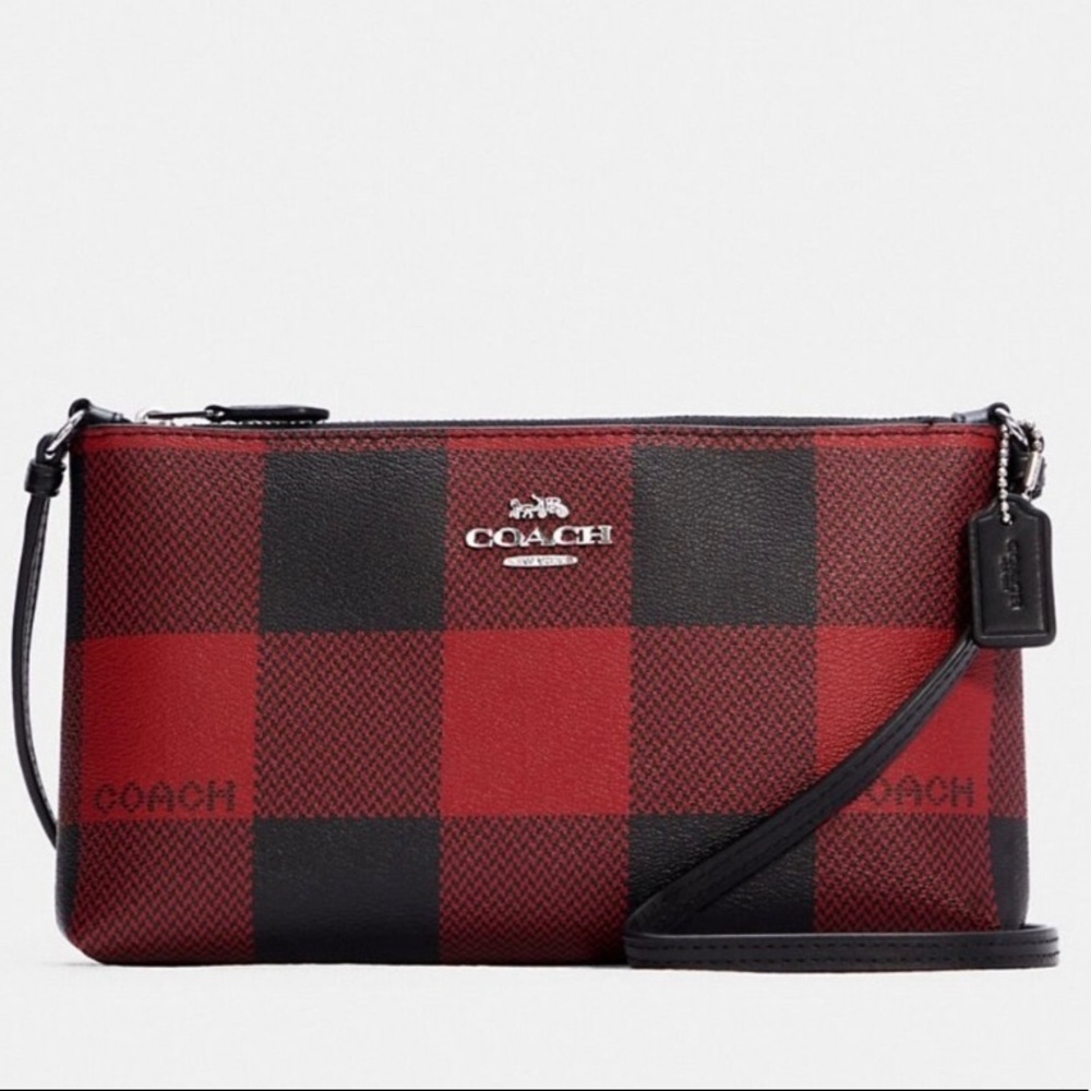 Coach Zip Top Crossbody With Buffalo Plaid Print